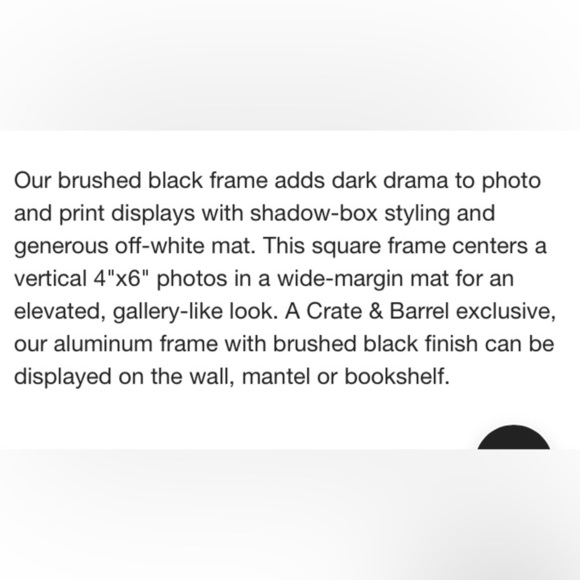 Crate&Barrel Black brush metal shadow box picture frame 5x7 new - Picture 3 of 4
